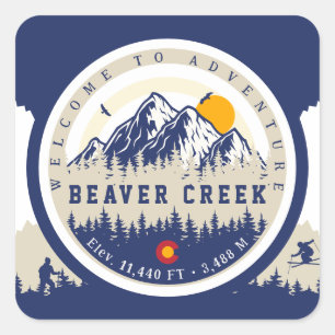 Sticker Carré Beaver Creek Colorado Drapeau Montagne Souvenir de