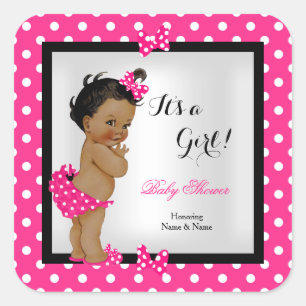 Sticker Carré Bébé adorable Fille de douche Chaude Rose Noir Eth