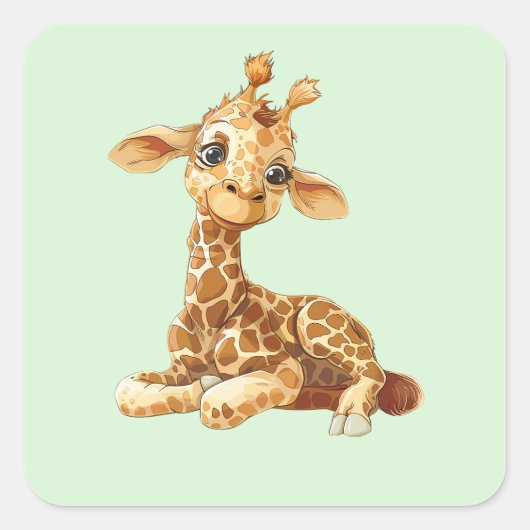 Sticker Carré Bébé Animal mignon Doux Giraffe Cartoon moderne (Devant)