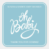 Sticker Carré Bébé Baby shower Carré - Bleu (Devant)