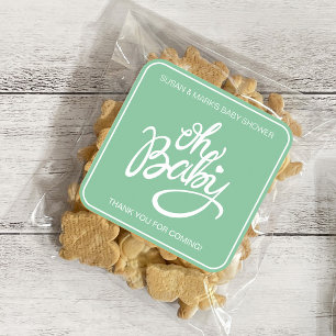 Sticker Carré Bébé Baby shower Carré - Vert