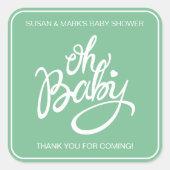 Sticker Carré Bébé Baby shower Carré - Vert (Devant)