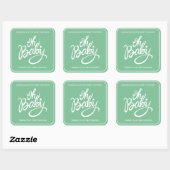 Sticker Carré Bébé Baby shower Carré - Vert (Feuille)