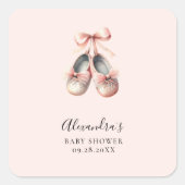 Sticker Carré Bébé Ballerina Chaussures Bow rose Or fille Douche (Devant)