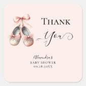 Sticker Carré Bébé Ballerina Chaussures Bow rose Or fille Douche (Devant)