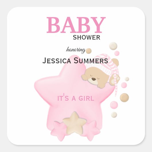 Sticker Carré Bébé Bébé Bébé Bébé Bébé Douche Carré S (Devant)
