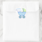 Sticker Carré Bébé bleu Buggy Nom du garçon Date de naissance Fa (Sac)