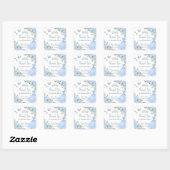 Sticker Carré Bébé Bleu Floral Princesse Robe Argent Quinceañera (Feuille)