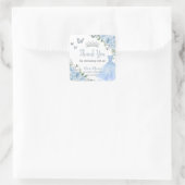 Sticker Carré Bébé Bleu Floral Princesse Robe Argent Quinceañera (Sac)