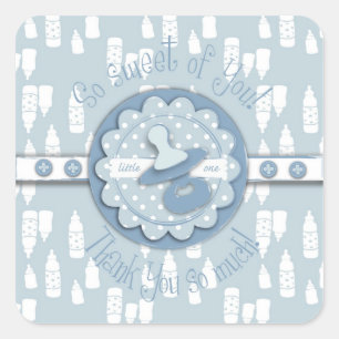 Sticker Carré Bébé Bouteille et Baby shower de Pacificateur