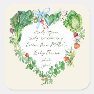 Sticker Carré Bébé Cultivé Localement Sur Le Chemin Baby shower