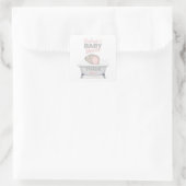 Sticker Carré Bébé Eléphant bulle Baby shower fille bain (Sac)