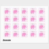 Sticker Carré Bébé éléphant mignon merci (Feuille)