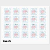 Sticker Carré Bébé éléphant mignon merci (Feuille)
