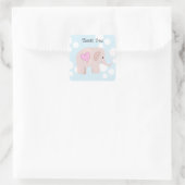 Sticker Carré Bébé éléphant mignon merci (Sac)