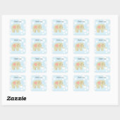 Sticker Carré Bébé éléphant mignon merci (Feuille)