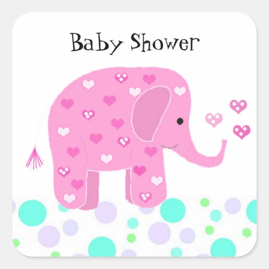 Sticker Carré Bébé éléphant mignon merci (Devant)