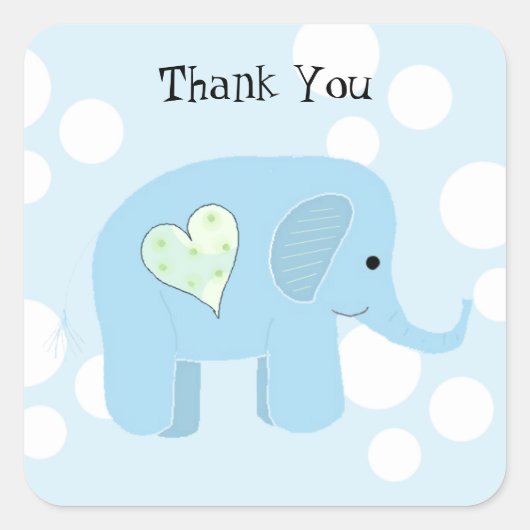 Sticker Carré Bébé éléphant mignon merci (Devant)
