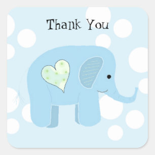 Sticker Carré Bébé éléphant mignon merci