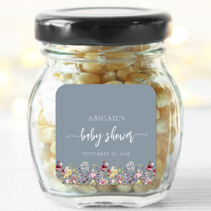 Sticker Carré Bébé en fleurs Fleurs sauvages Bébé Shower Dusty B