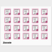 Sticker Carré Bébé et empreintes-framboise (Feuille)
