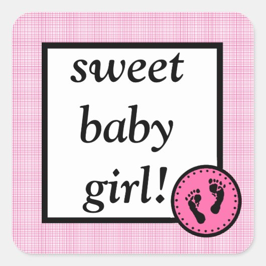Sticker Carré Bébé et empreintes-framboise (Devant)