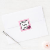 Sticker Carré Bébé et empreintes-framboise (Enveloppe)