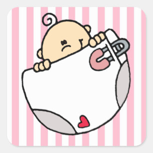 Sticker Carré Bébé fille