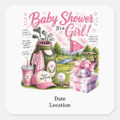 Sticker Carré Bébé fille golfeuse de golf  (Devant)