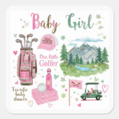Sticker Carré Bébé fille golfeuse Golf  (Devant)
