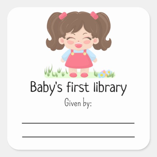 Sticker Carré Bébé fille rit - Baby shower plaque (Devant)