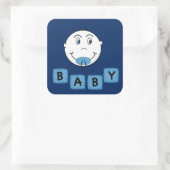 Sticker Carré Bébé garçon avec Binky (Sac)