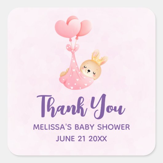 Sticker Carré Bébé mignon dans une couverture de coeur (Devant)