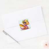 Sticker Carré Bébé mignon Dragon (Enveloppe)
