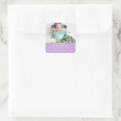 Sticker Carré Bébé mignon fille Faire-part de naissance photo (Sac)