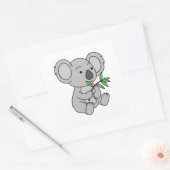 Sticker Carré Bébé mignon Koala avec Eucalyptus Feuilles (Enveloppe)