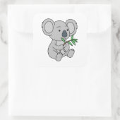 Sticker Carré Bébé mignon Koala avec Eucalyptus Feuilles (Sac)