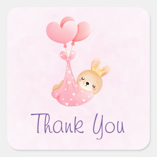 Sticker Carré Bébé mignon lapin dans une couverture de coeur Mer (Devant)