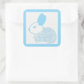 Sticker Carré Bébé mignon lapin sur bleu (Sac)