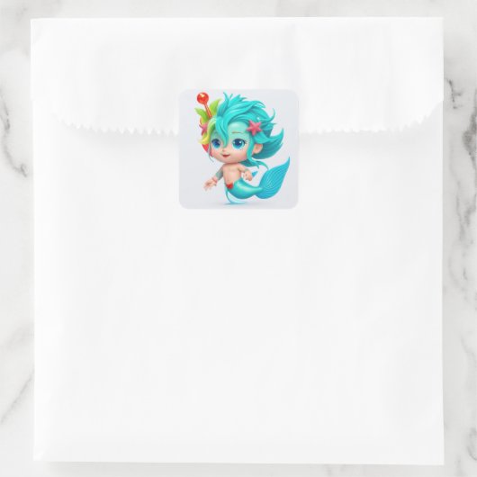 Sticker Carré Bébé mignon Merman (Sac)