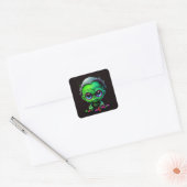 Sticker Carré Bébé mignon Zombie (Enveloppe)