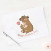 Sticker Carré Bébé ours Bonne fête des mères (Enveloppe)