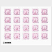 Sticker Carré bébé rose canard (Feuille)
