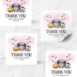 Sticker Carré Bébé Rose est en train de brasser une Baby Shower