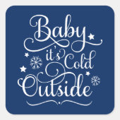 Sticker Carré Bébé Son Froid Extérieur Marine Bleu Script Vacanc (Devant)