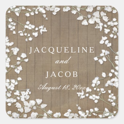 Sticker Carré Bébé souffle rustique moderne pays Western Wreath (Devant)