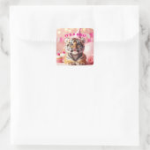 Sticker Carré Bébé Tiger mignon bébé Révéler fille rose (Sac)