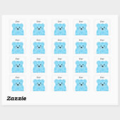 Sticker Carré Bébé Tigre Bleu Mignon (Feuille)