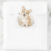 Sticker Carré Bébé toutou : Corgi (Sac)