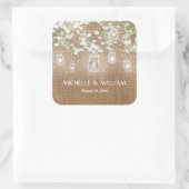 Sticker Carré Bébé's Breath Rustic Burlap Mariage (Sac)